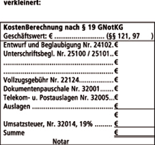 Abdruck: Holzstempel Kostenberechnung